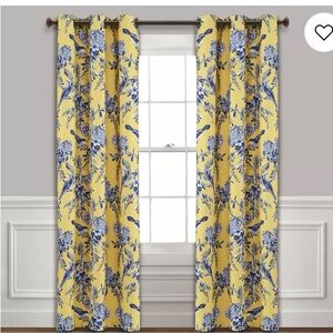 Elegant Yellow and Blue Floral Drapes